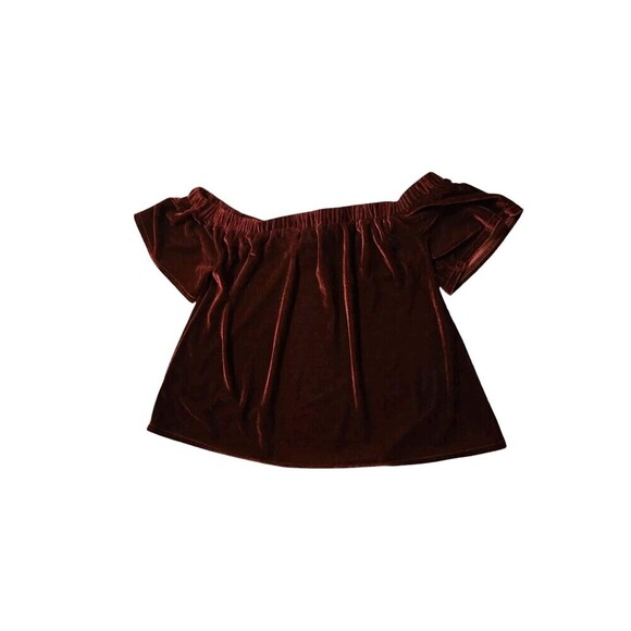 Buckle Dee Elly Burgandy Medium Velvet Top Dark Academia Off Shoulder - Picture 2 of 5